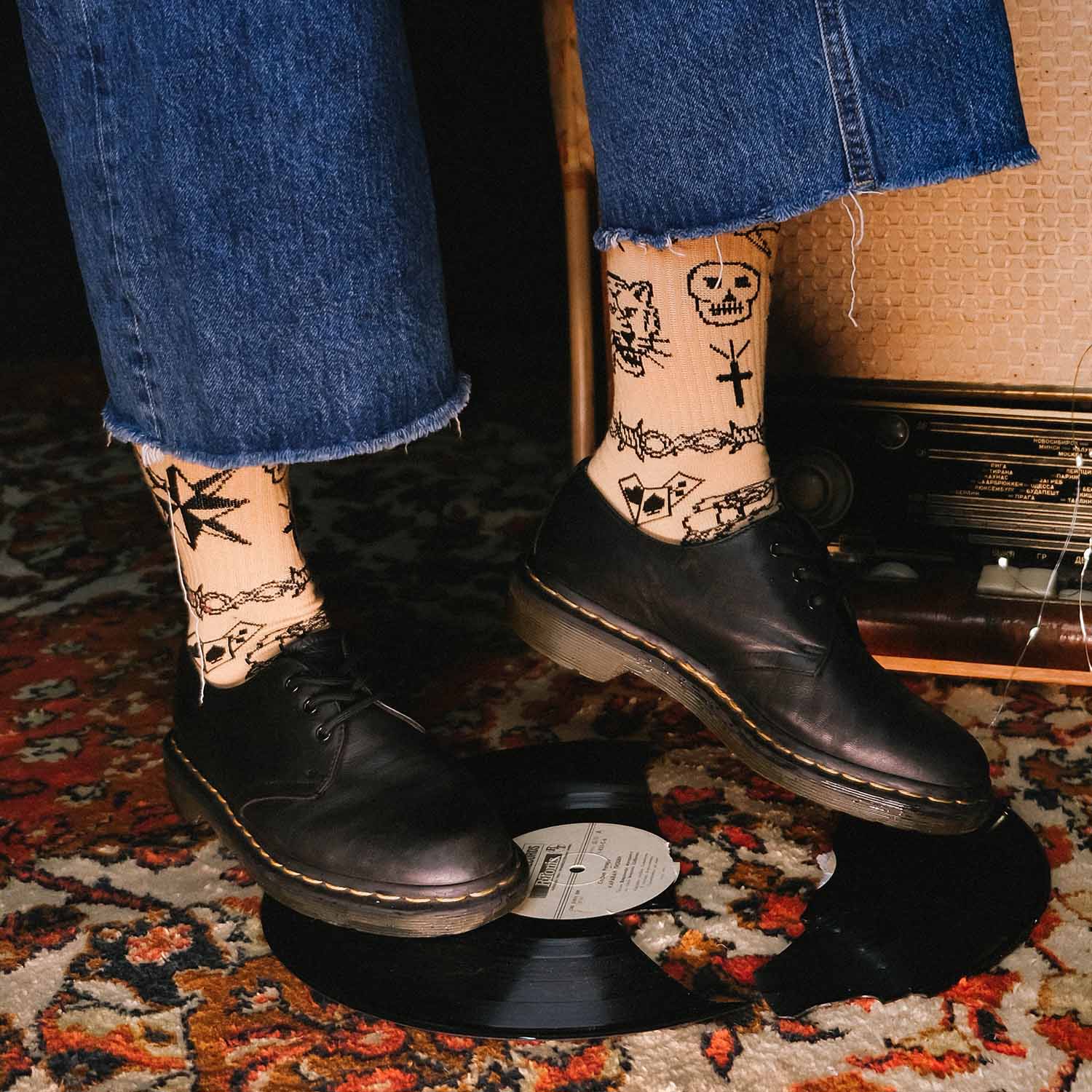 FootClothes Tattooed Lady Crew Socks | Attitude Clothing